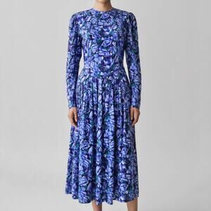 Vintage 80s 100% Silk Dress Bloomcore Cottagecore Festival Dopamine Dressing 8